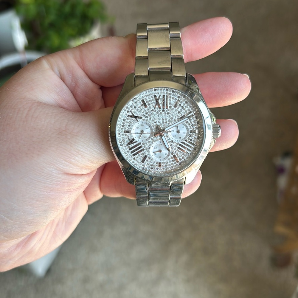 Silver Fossil Crystal Watch